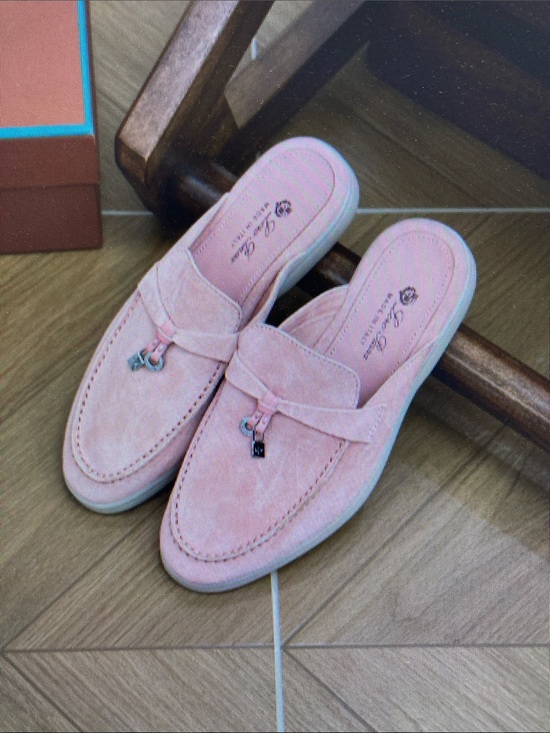 Loro Piana Shoes - Loro Piana Blush Pink Suede Slip-On Loafer Mules